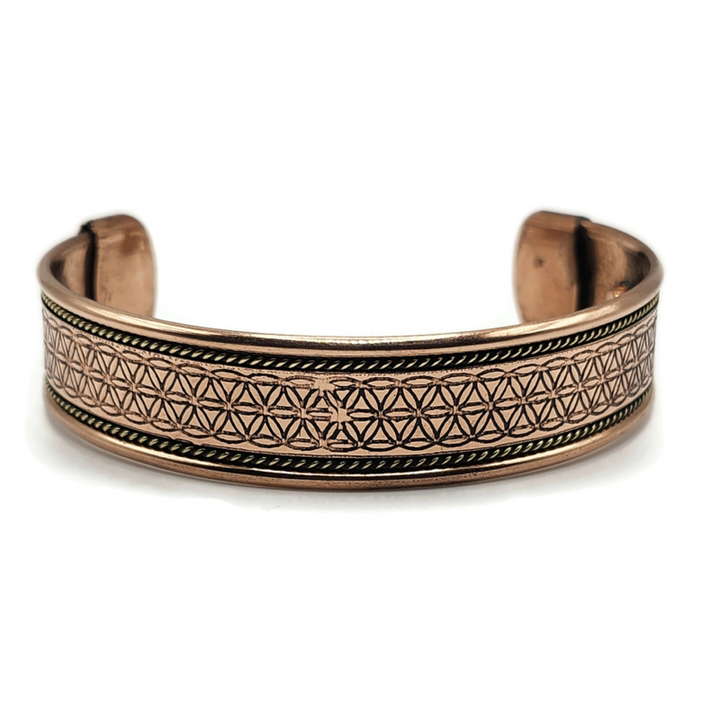Magnetic Antique Copper flower of life design bracelet