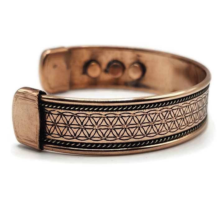 Magnetic Antique Copper flower of life design bracelet