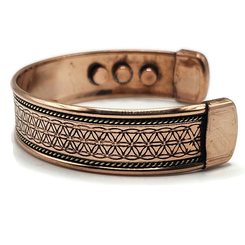 Magnetic Antique Copper flower of life design bracelet