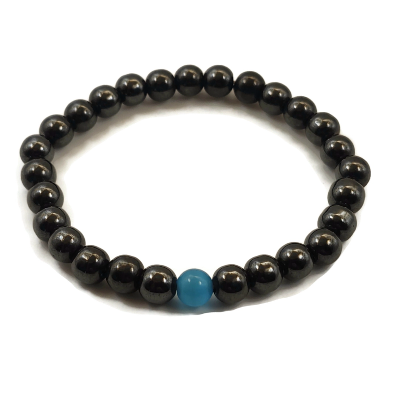 Magnetic bracelet with a blue gemstone.