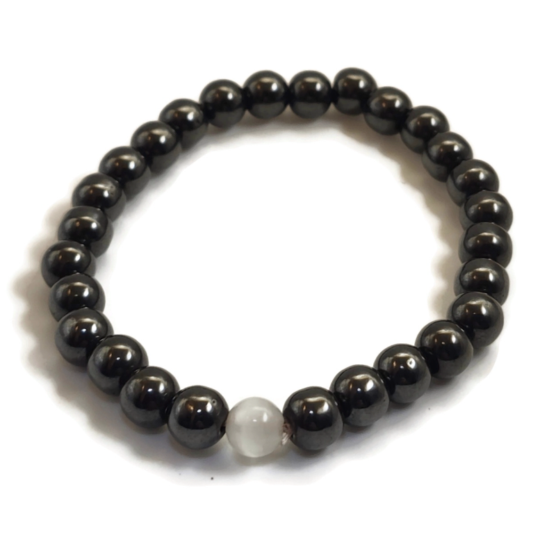 Magnetic bracelet with a white gemstone.