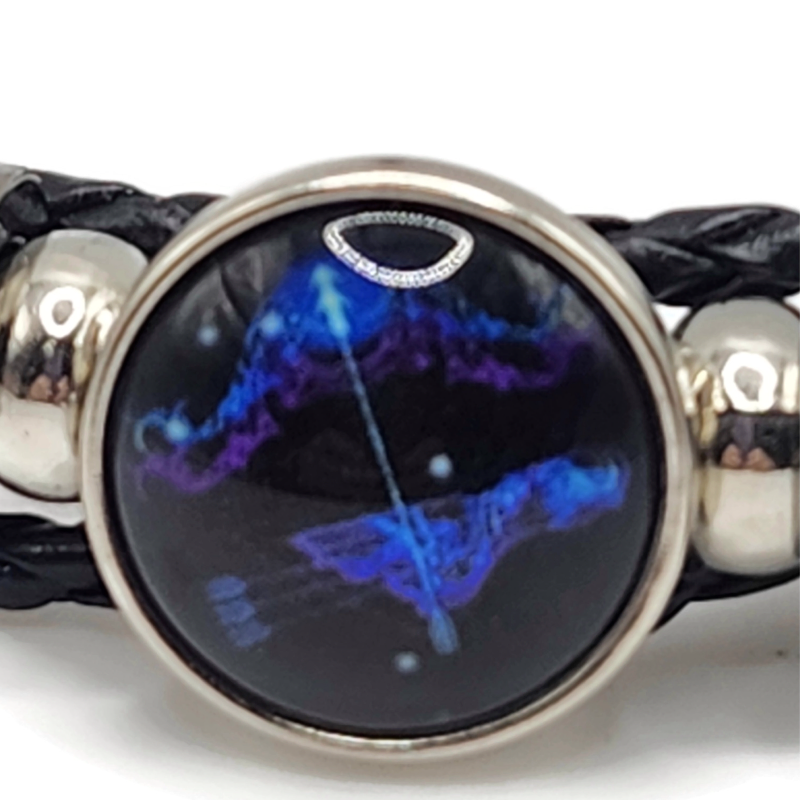 Sagittarius Bracelet with black leather