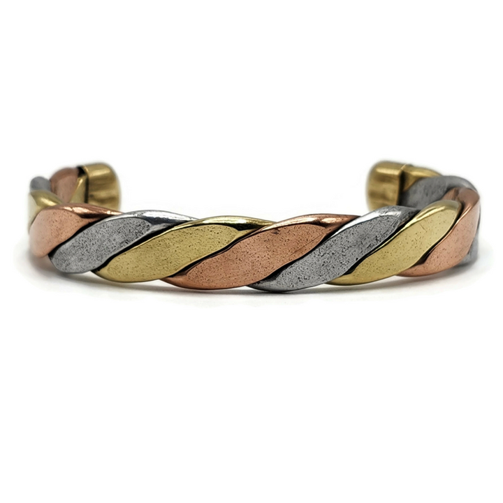 Adjustable three metal twisted bracelet.