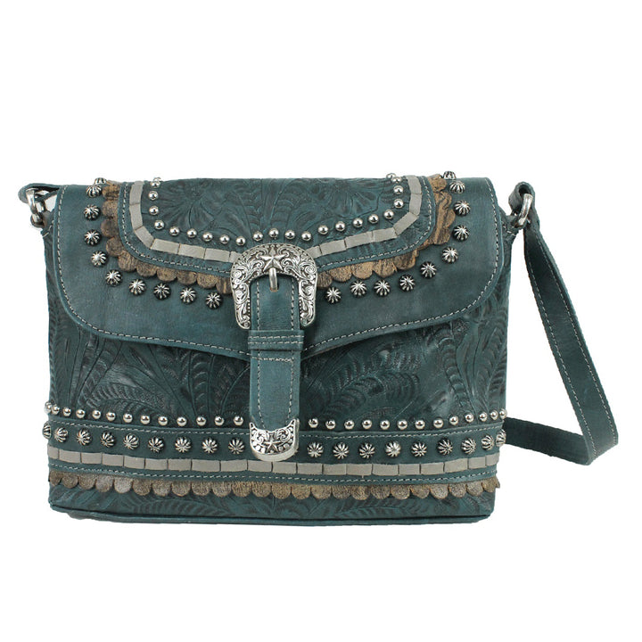 American West Blue Ridge Flap Crossbody Bag Dark Turquoise