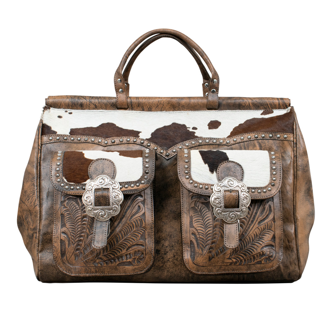 American West Cowtown Duffel Bag with Hair-On Hide Pony Charcoal