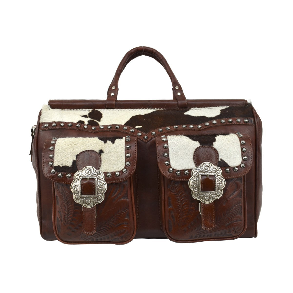 American West Cowtown Duffel Bag with Hair-On Hide Pony Brown