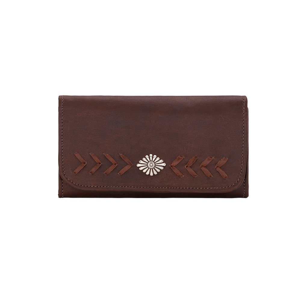 American West Mohave Canyon Ladies' Tri-Fold Wallet Chestnut Brown