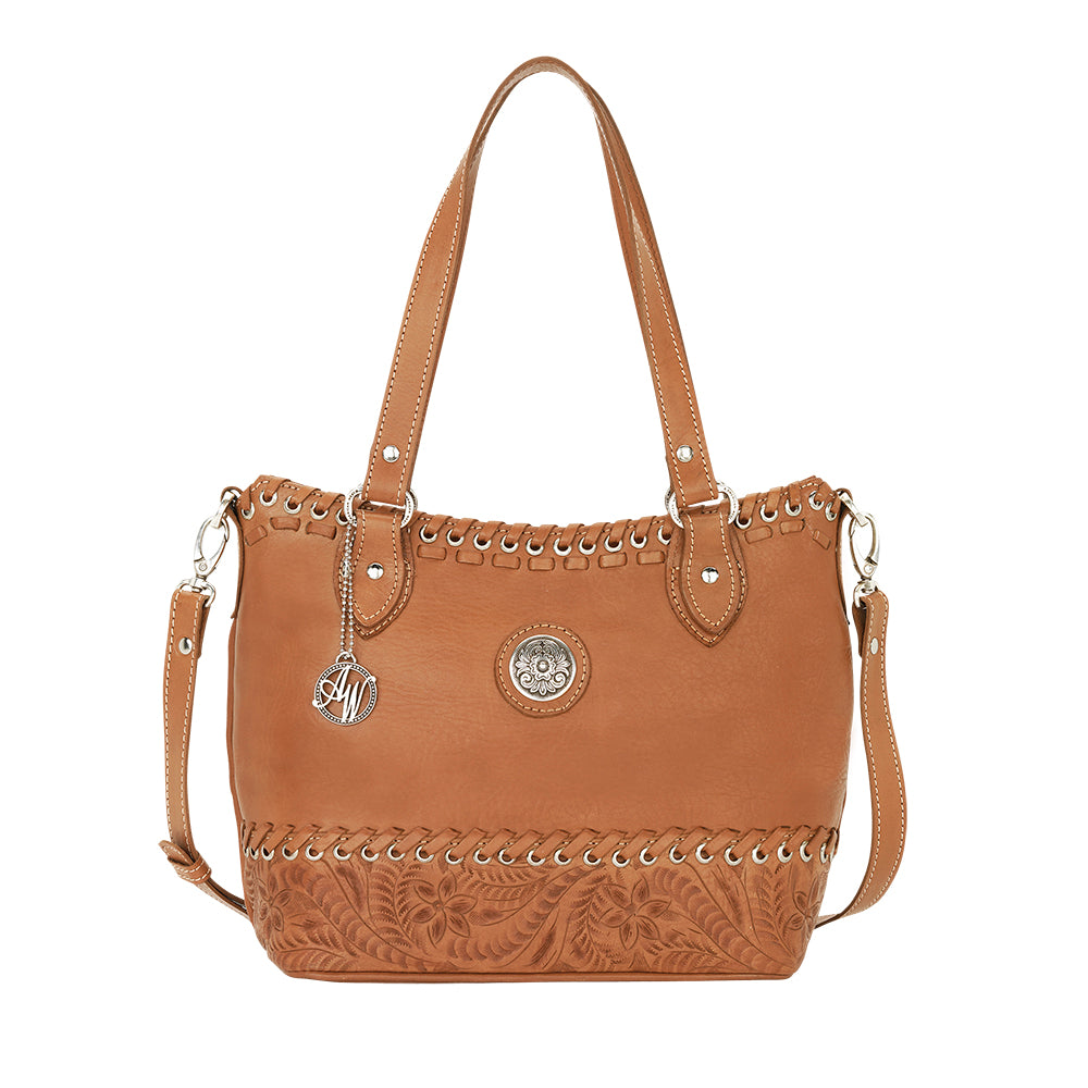 American West handbag purse described as Harvest Moon Convertible Zip Top Bucket Tote