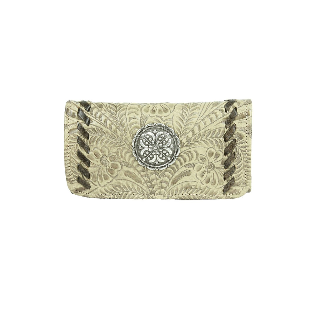 American West Lariats & Lace Ladies' Tri-Fold Wallet Sand
