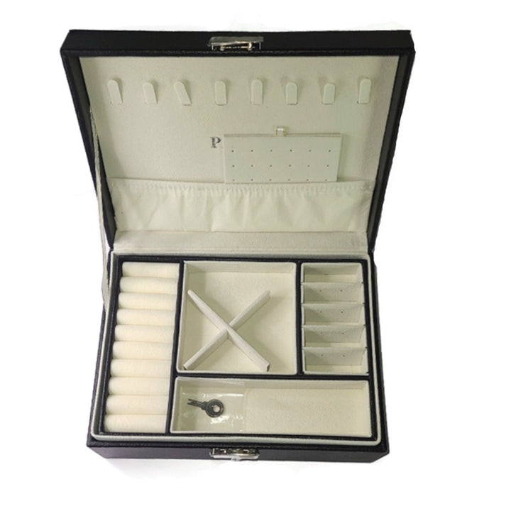 Phylux 2-Layer PU Leather Black Jewelry Box