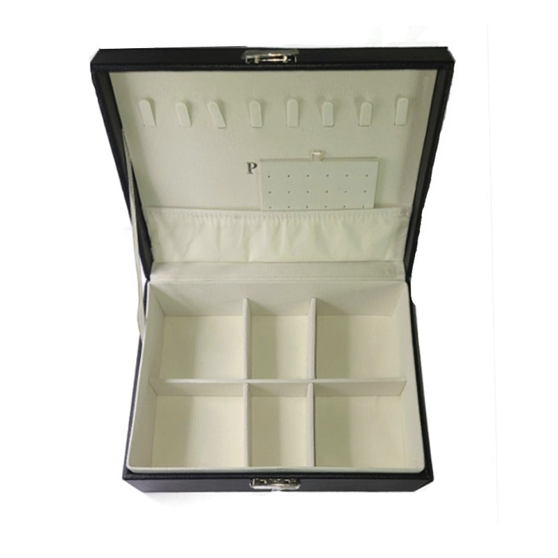 Phylux 2-Layer PU Leather Black Jewelry Box interior