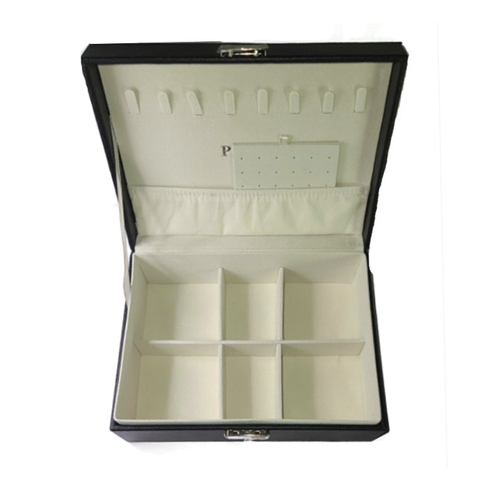 Phylux 2-Layer PU Leather Black Jewelry Box interior