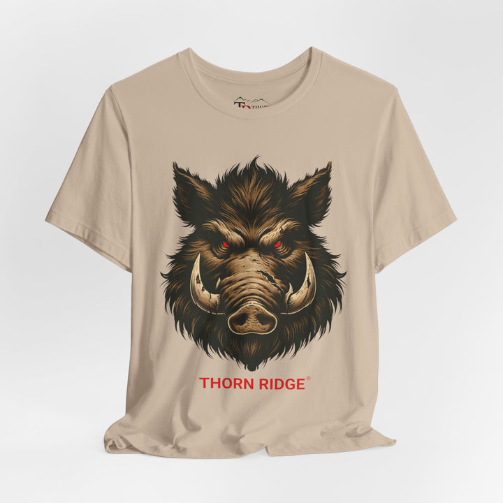 t-shirt with a boar graphic and 'Thorn Ridge' text 