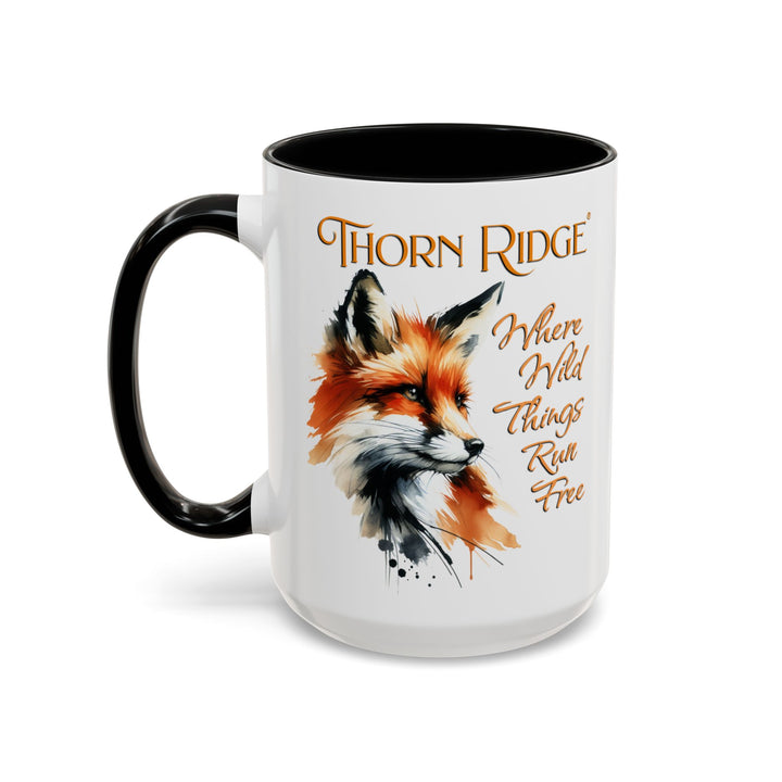Where Wild Things Run Free accent mug by Thorn Ridge® featuring a fox head looking to the side.