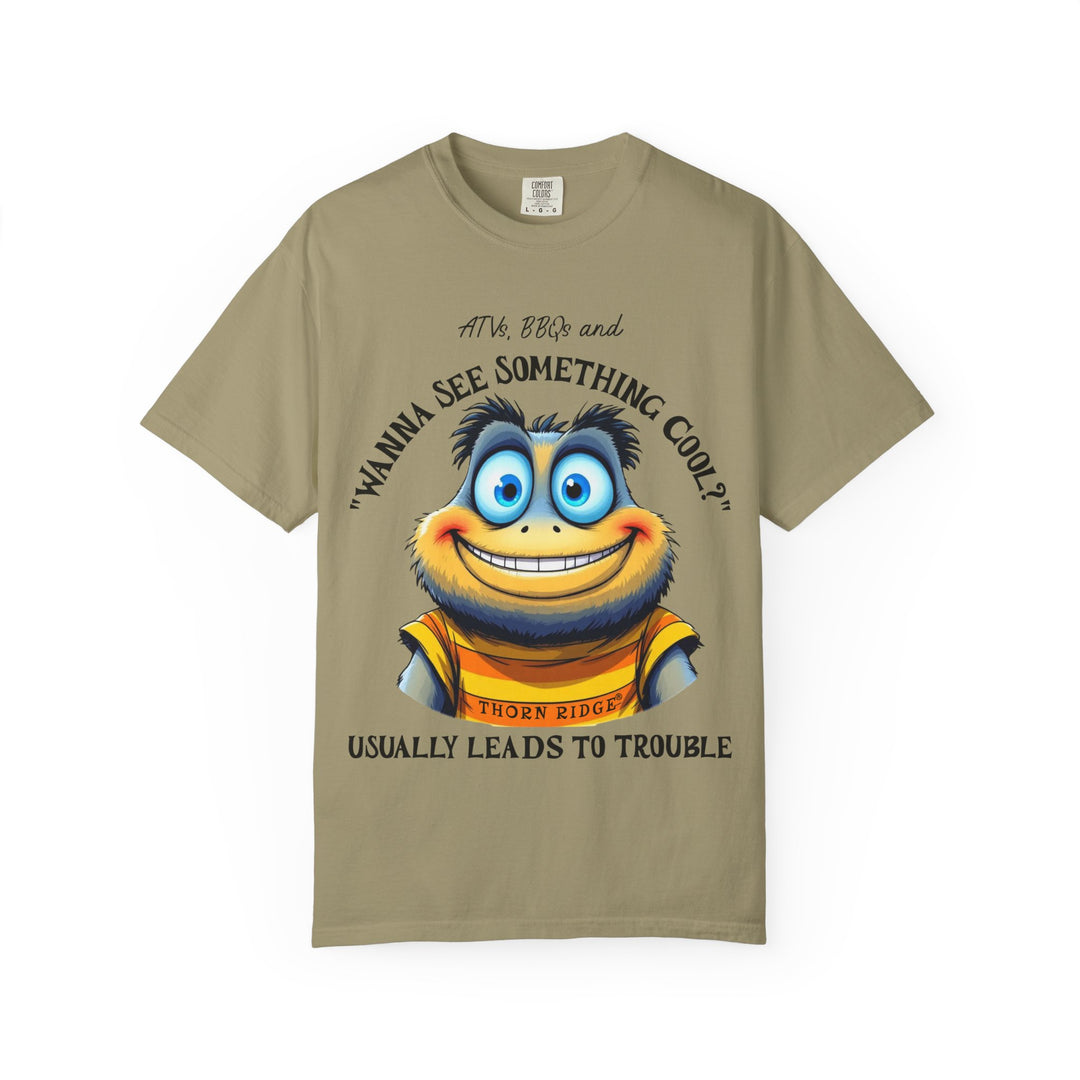 wanna see something cool text with smiling cartoon character labeled thorn ridge