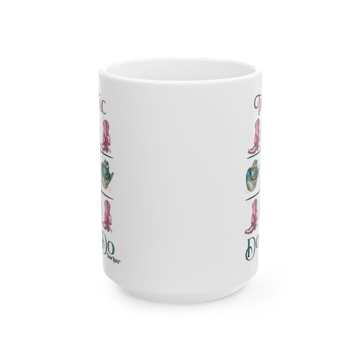 Tic Tac Do Si Do Mug with cowgirl hats and boots by Thorn Ridge®