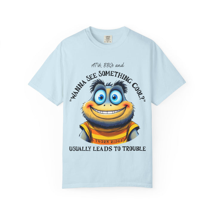 wanna see something cool text with smiling cartoon character labeled thorn ridge