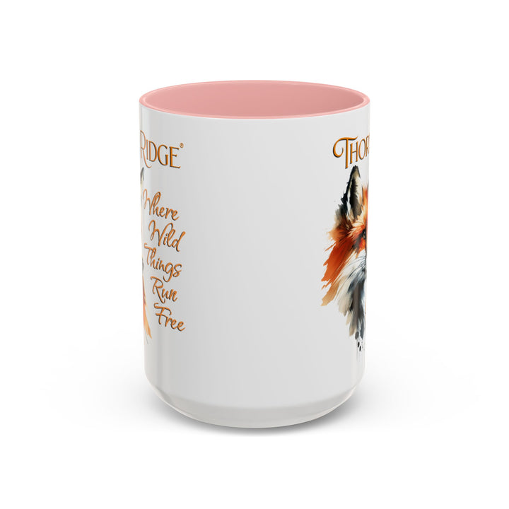 Where Wild Things Run Free accent mug by Thorn Ridge® featuring a fox head looking to the side.