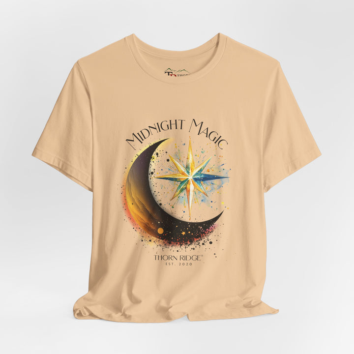 Thorn Ridge branded t-shirt with 'Midnight Magic' design featuring a moon and star