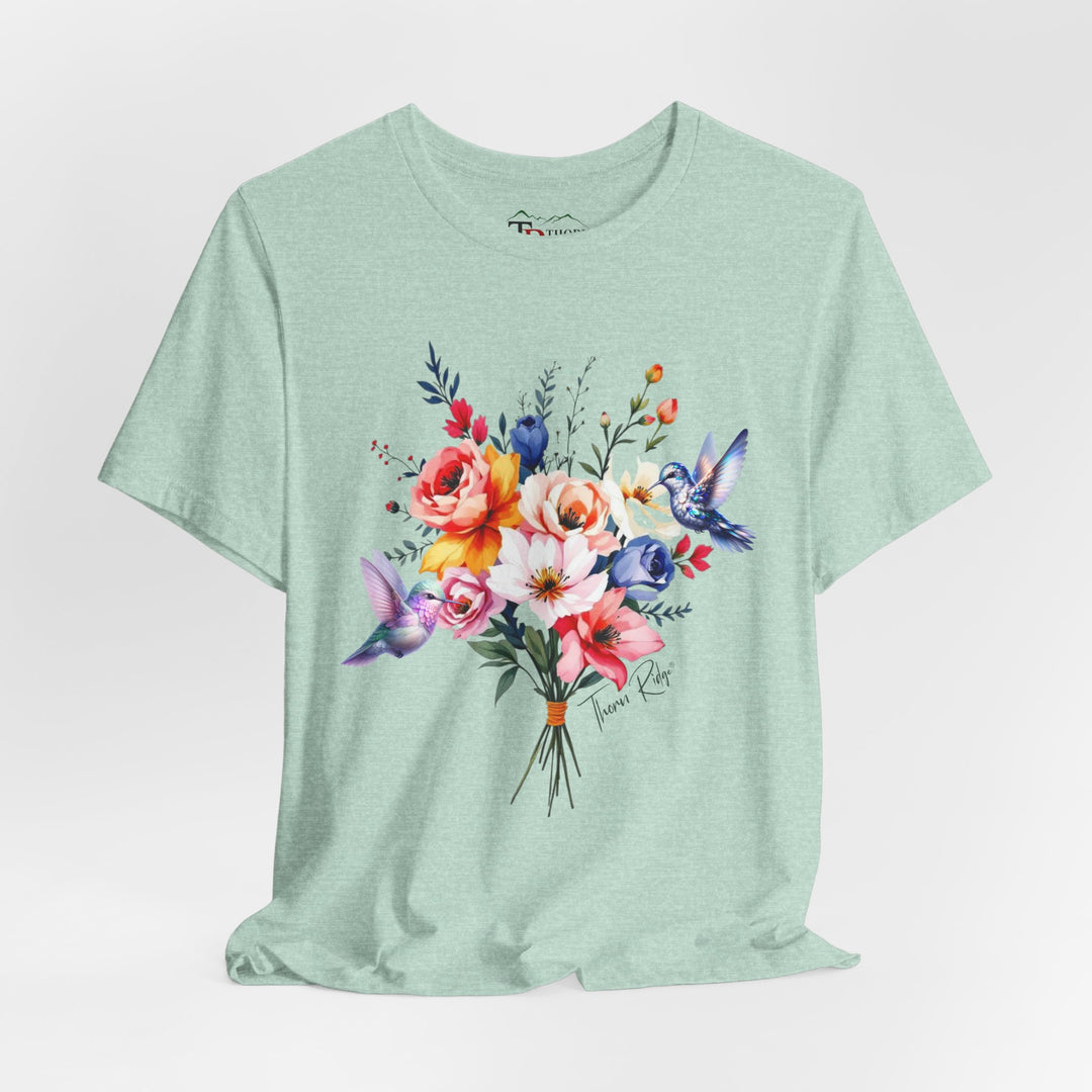 floral bouquet and hummingbirds by Thorn Ridge®.