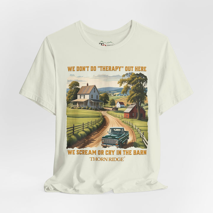 Barn Therapy Tee with rural farm scene by Thorn Ridge®