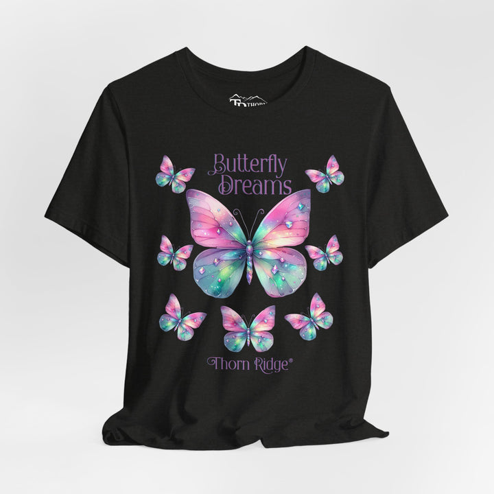 Butterfly Dreams graphic tee in pastel colors labeled Thorn Ridge®