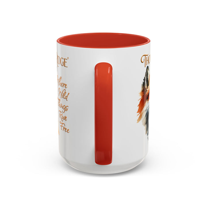 Where Wild Things Run Free accent mug by Thorn Ridge® featuring a fox head looking to the side.