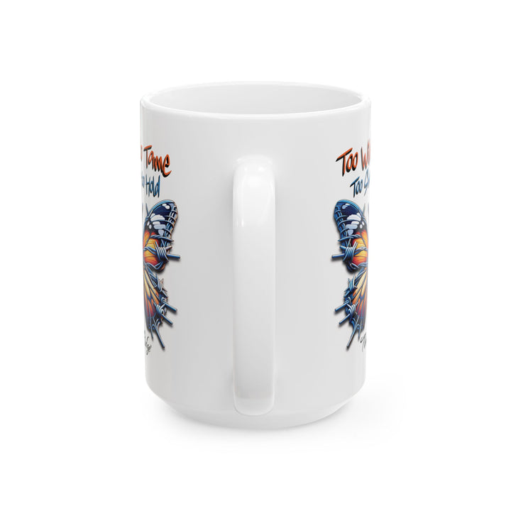 Too Wild to Tame Too Sharp to Hold butterfly design with barbed wire along the edges of the wings by Thorn Ridge®