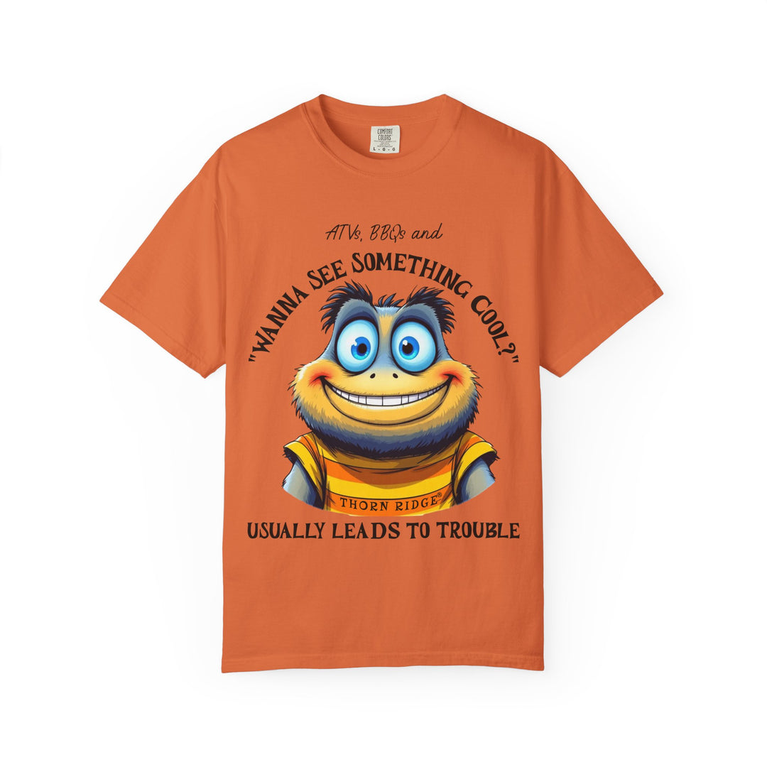 wanna see something cool text with smiling cartoon character labeled thorn ridge