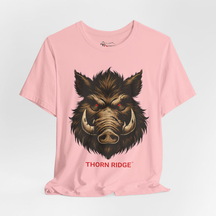  t-shirt with a boar graphic and 'Thorn Ridge' text 