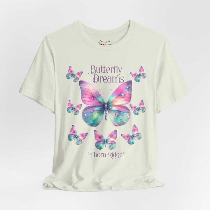 Butterfly Dreams graphic tee in pastel colors labeled Thorn Ridge®