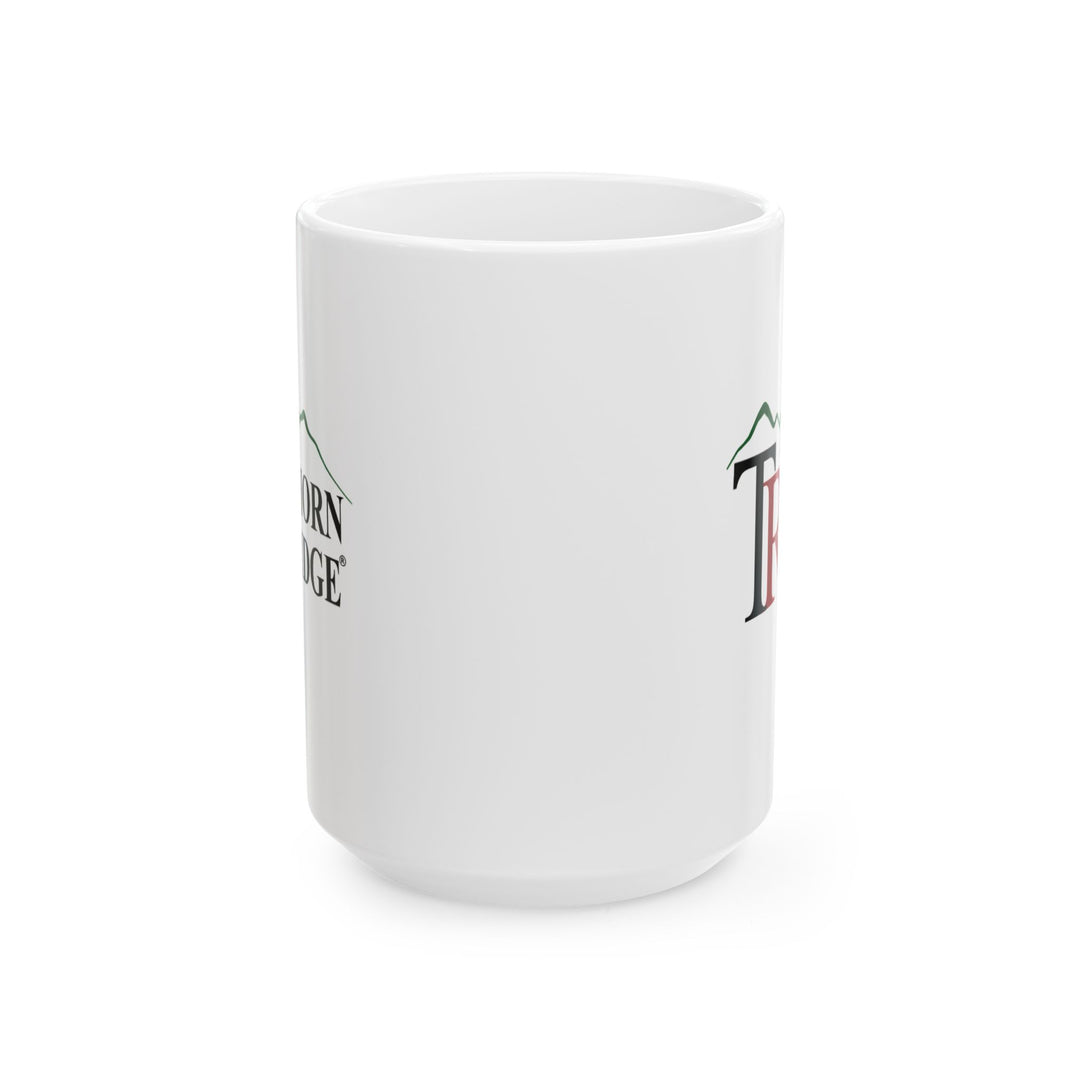 Thorn Ridge® logo on a white mug.