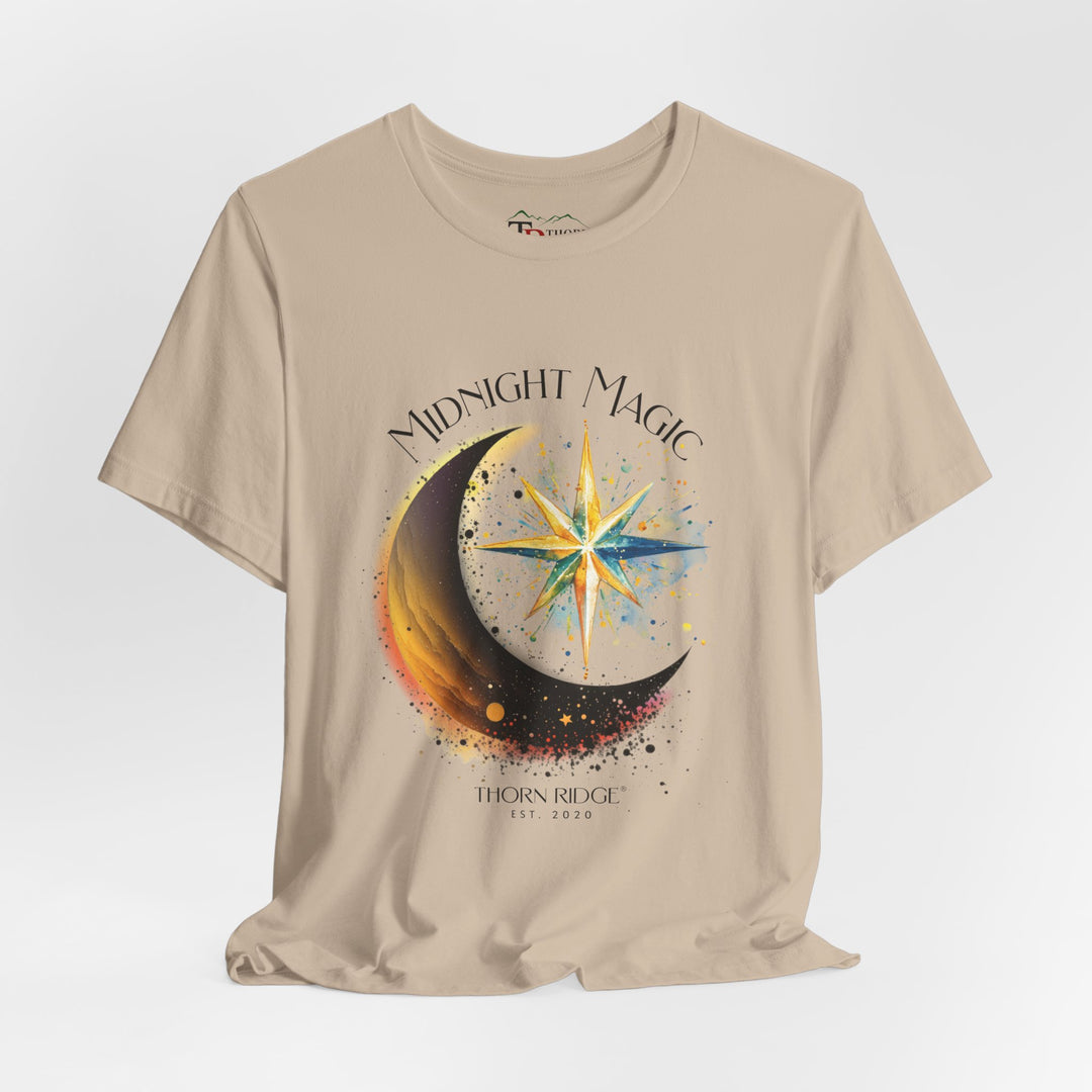 Thorn Ridge branded t-shirt with 'Midnight Magic' design featuring a moon and star