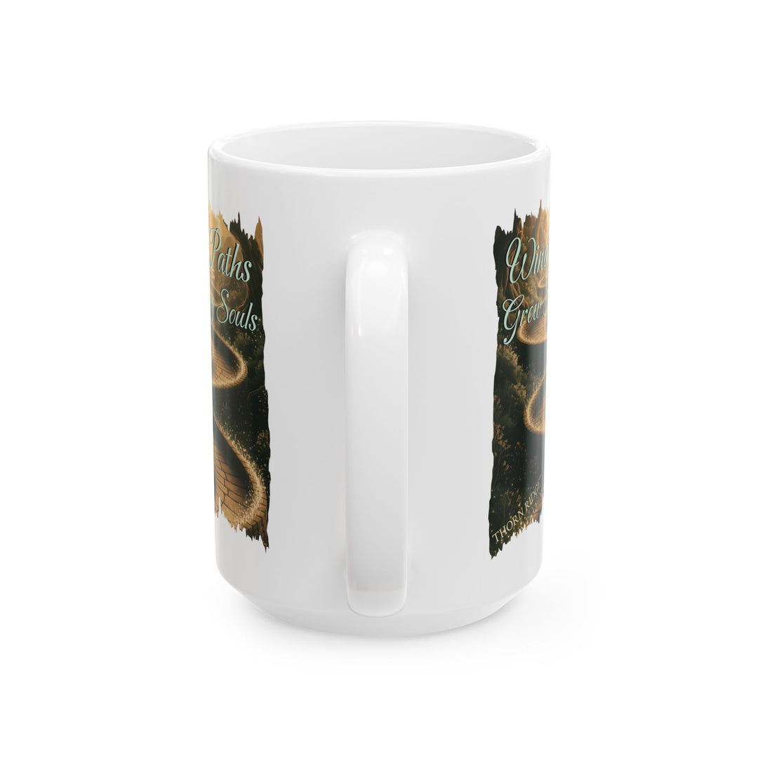 Winding Paths Grow Strong Souls mug by Thorn Ridge®