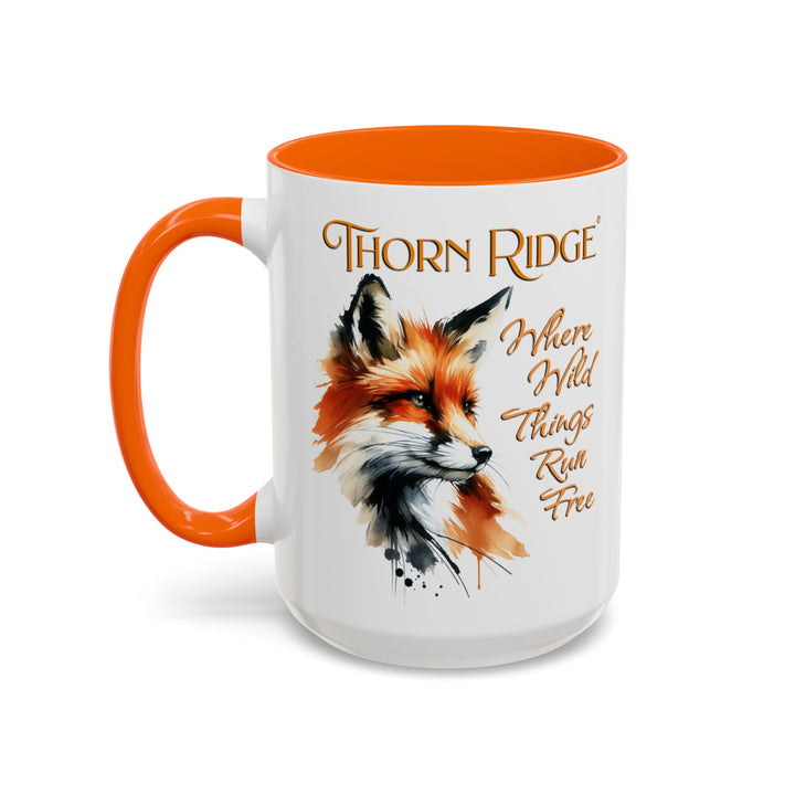 Where Wild Things Run Free accent mug by Thorn Ridge® featuring a fox head looking to the side.