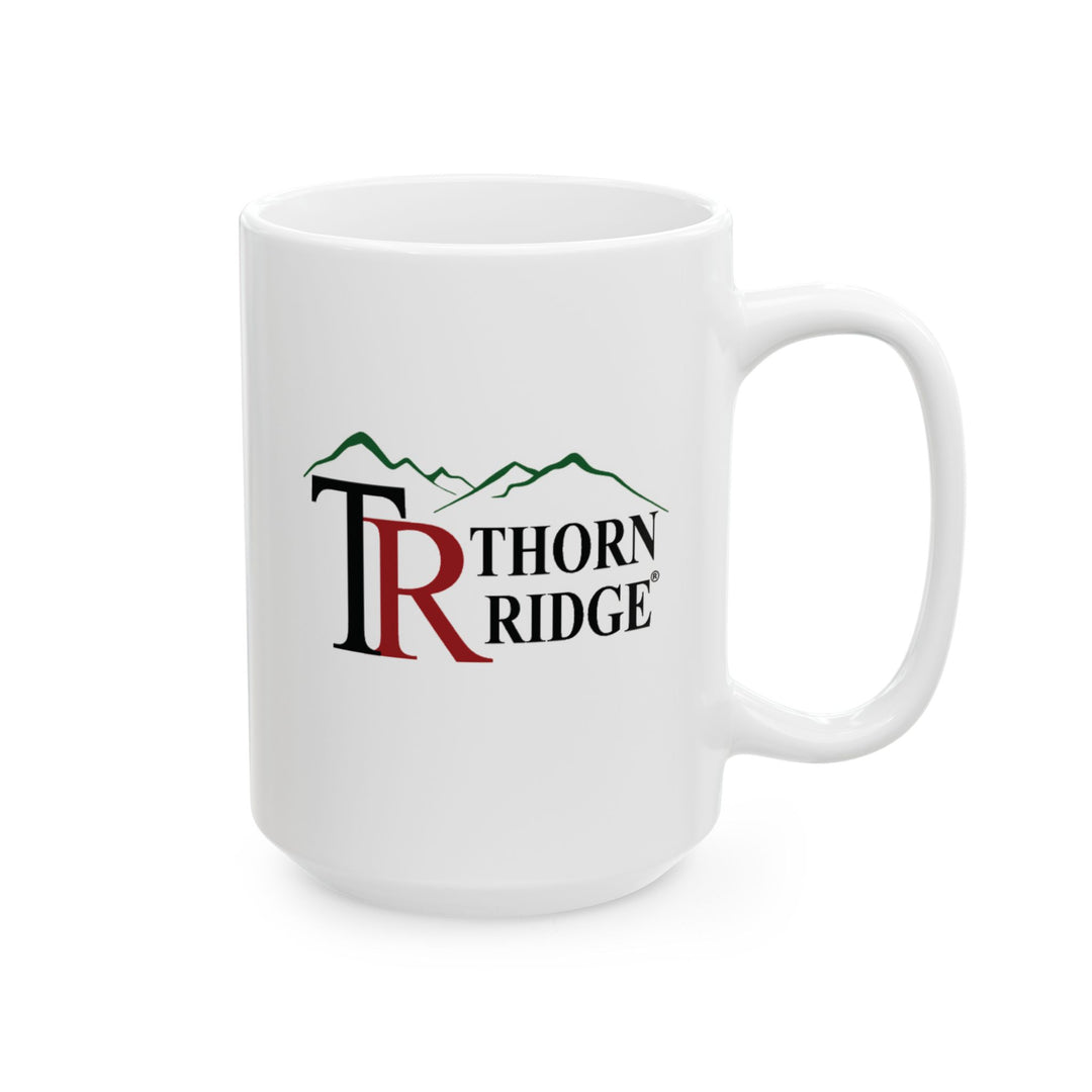 Thorn Ridge® logo on a white mug.