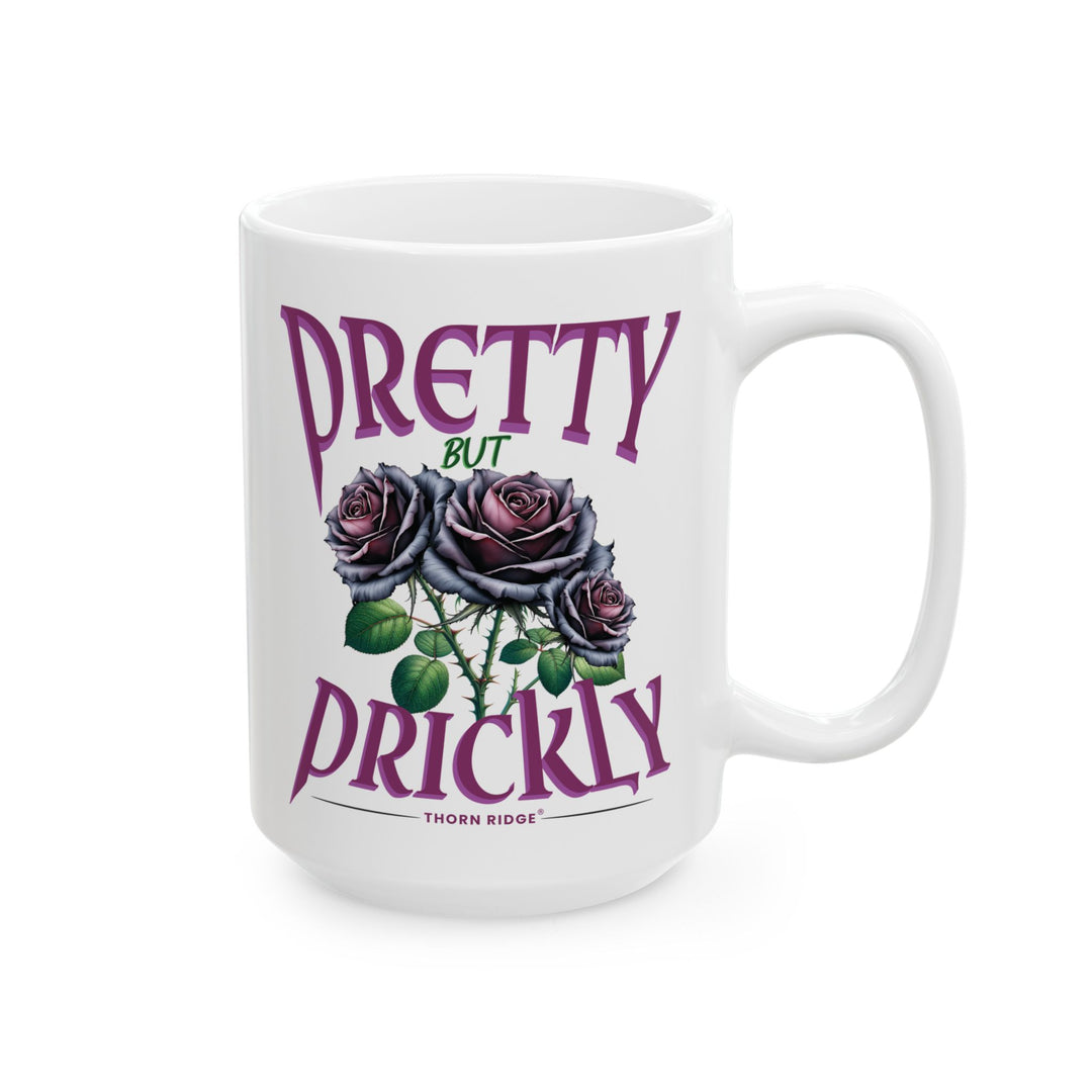 Pretty But Prickly Mug featuring black and purple roses with thorns by Thorn Ridge®