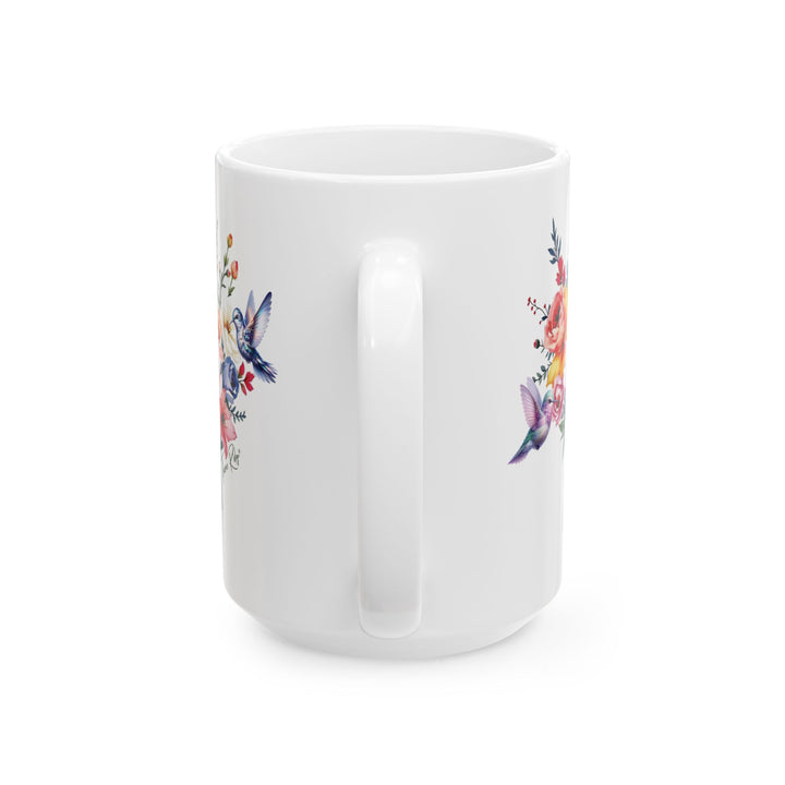 Bouquet and hummingbirds mug by Thorn Ridge®