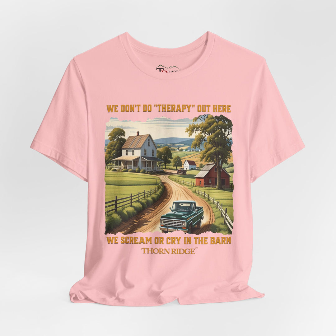 Barn Therapy Tee with rural farm scene by Thorn Ridge®
