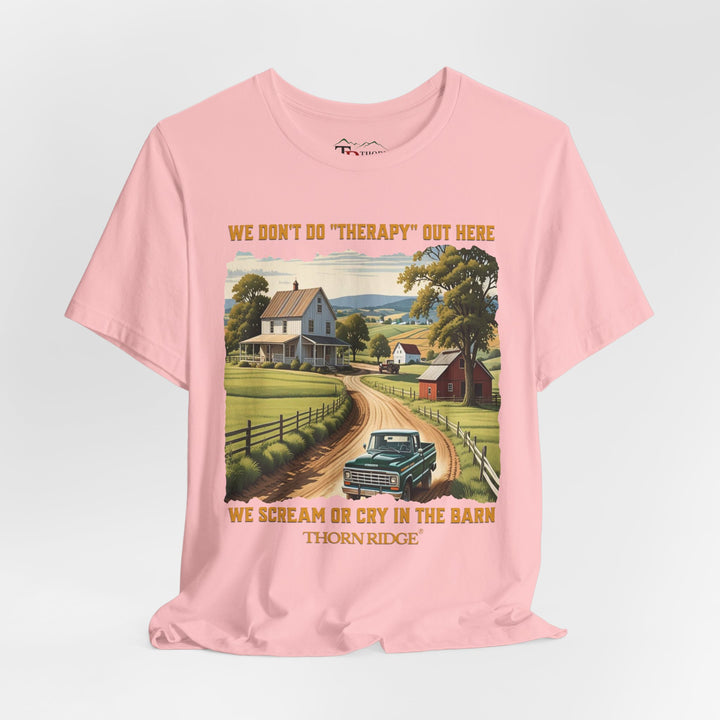 Barn Therapy Tee with rural farm scene by Thorn Ridge®