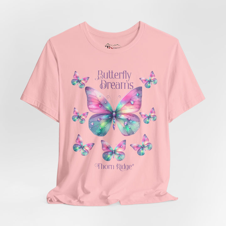 Butterfly Dreams graphic tee in pastel colors labeled Thorn Ridge®