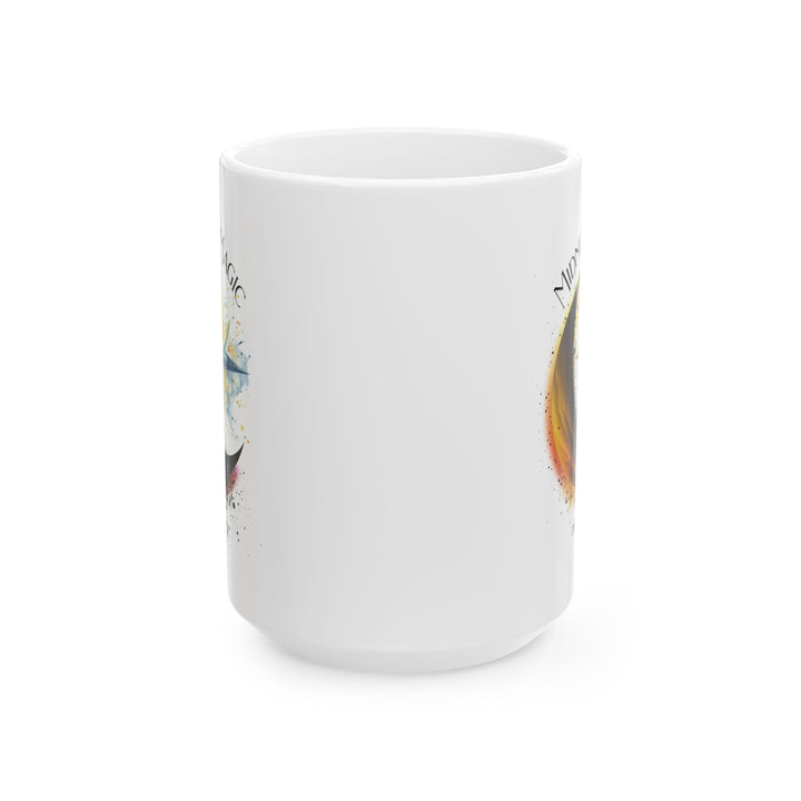 White mug with 'Midnight Magic' by Thorn Ridge® design featuring a moon and star