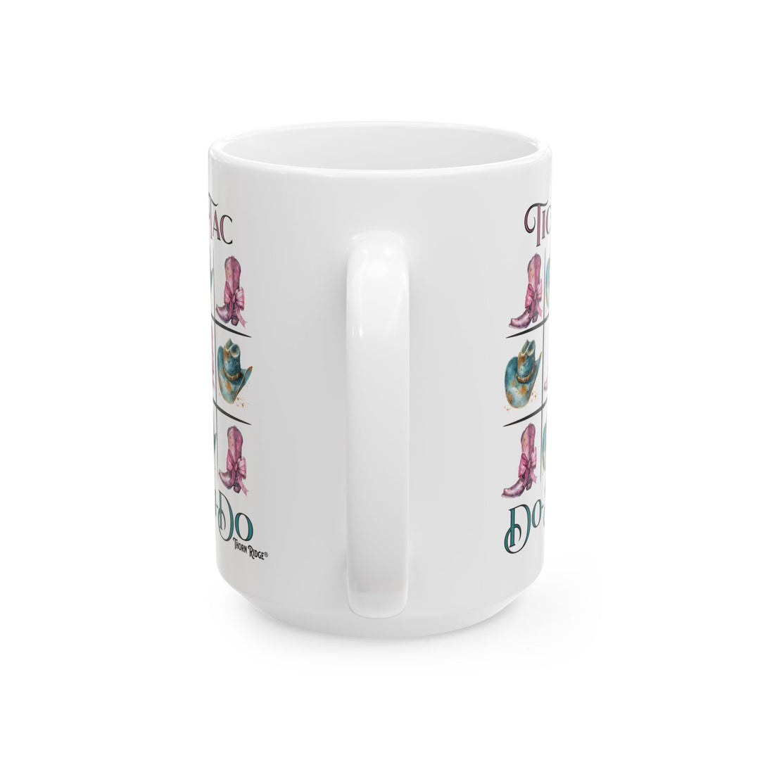 Tic Tac Do Si Do Mug with cowgirl hats and boots by Thorn Ridge®