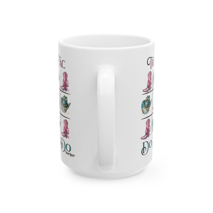 Tic Tac Do Si Do Mug with cowgirl hats and boots by Thorn Ridge®