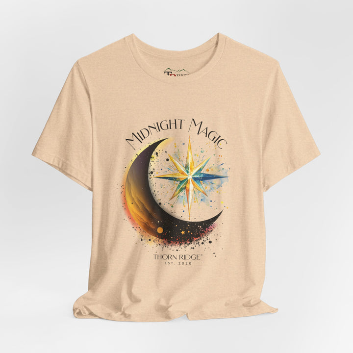 Thorn Ridge branded t-shirt with 'Midnight Magic' design featuring a moon and star