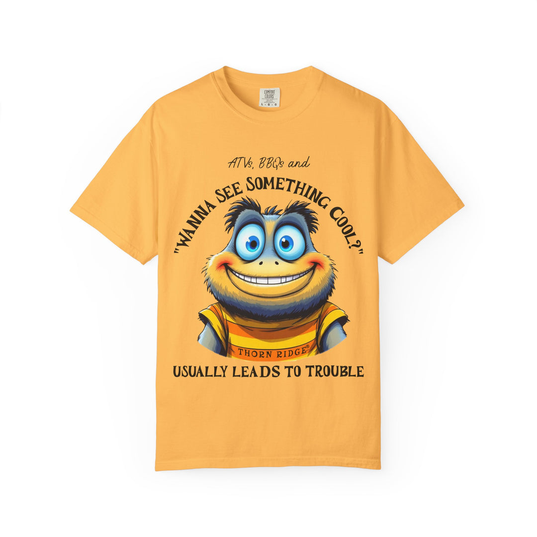 wanna see something cool text with smiling cartoon character labeled thorn ridge