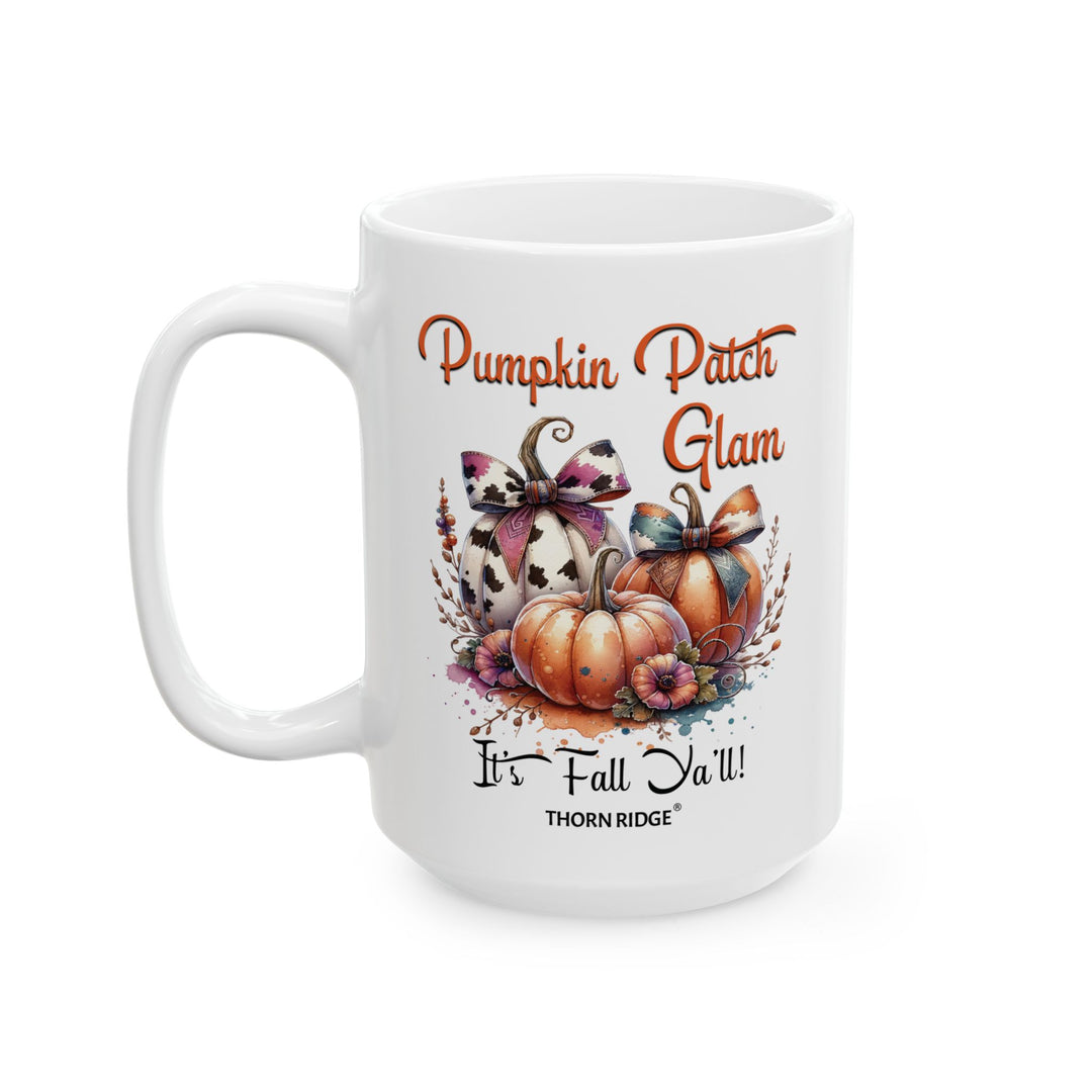 Pumpkin Patch Glam It's Fall Ya'll mug by Thorn Ridge®