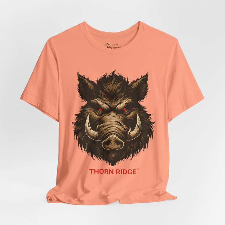  t-shirt with a boar graphic and 'Thorn Ridge' text 