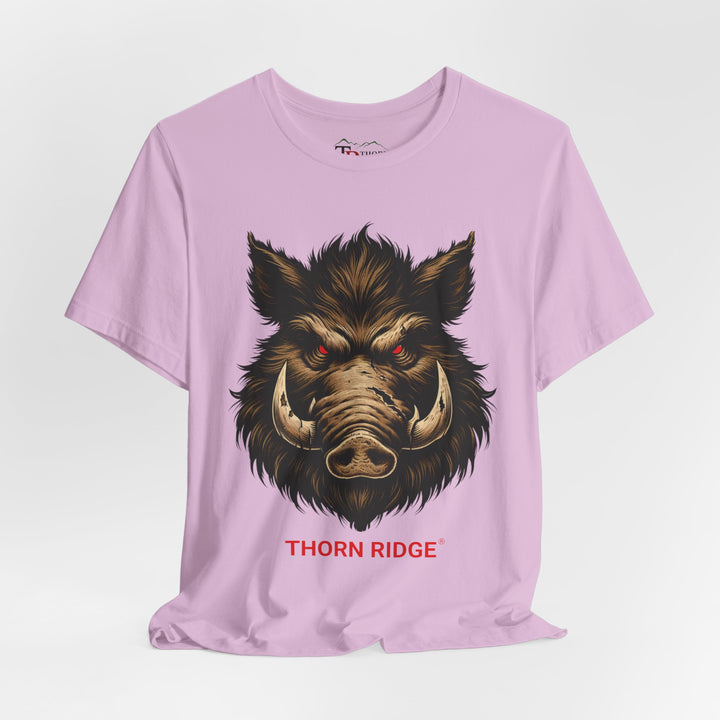  t-shirt with a boar graphic and 'Thorn Ridge' text 