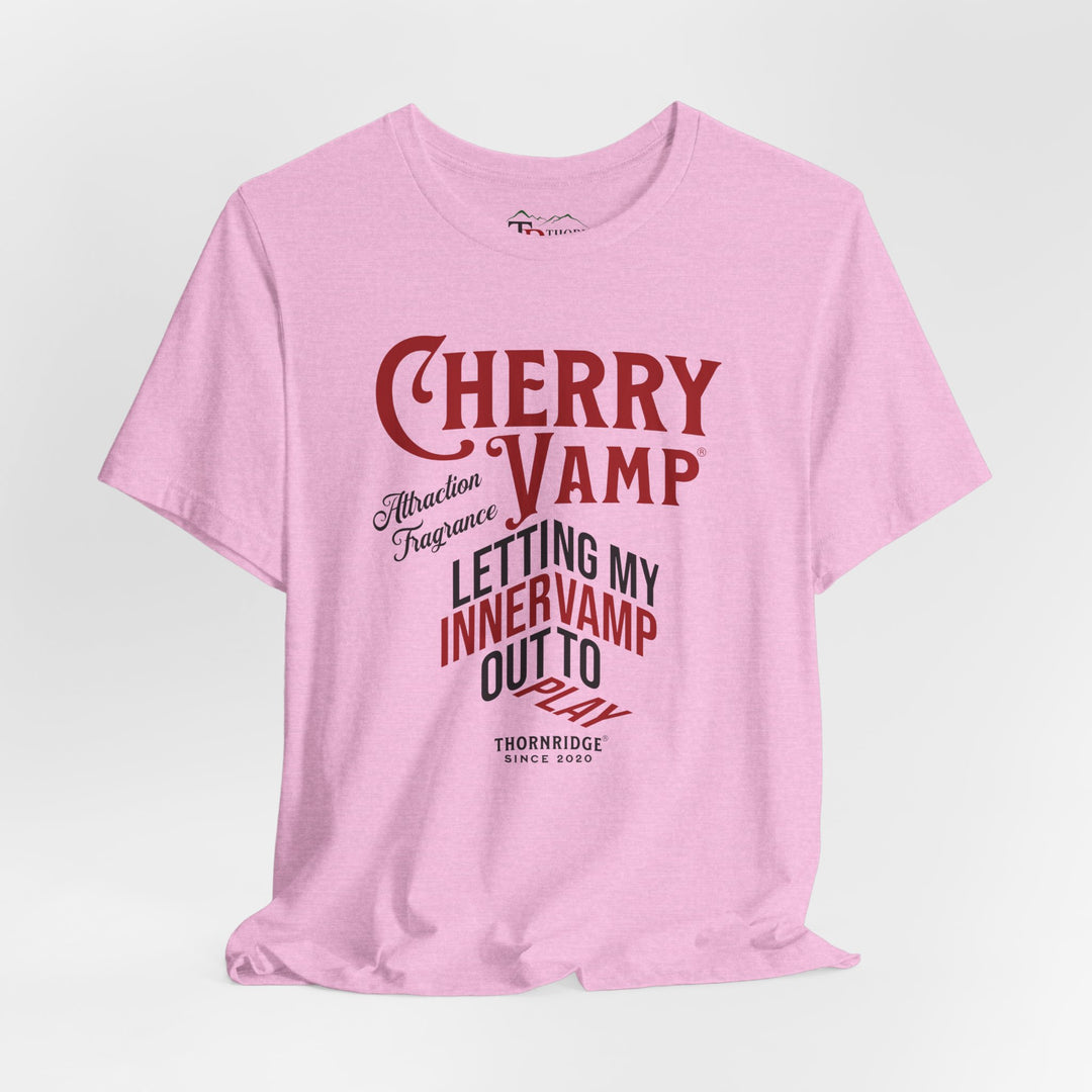 Cherry Vamp® Attraction Fragrance by Thorn Ridge® Graphic Tee that says Letting My Inner Vamp Out To Play and labeled Thorn Ridge® since 2020.